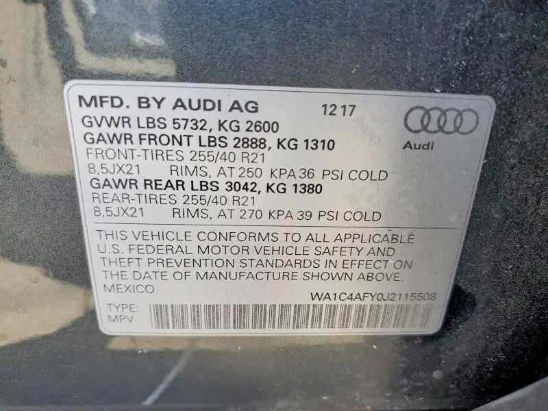 2018 AUDI SQ5 PRESTIGE  