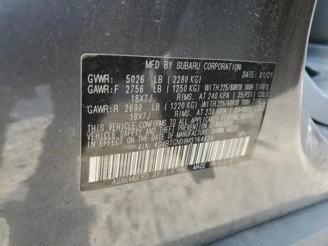 2021 SUBARU OUTBACK LIMITED XT  