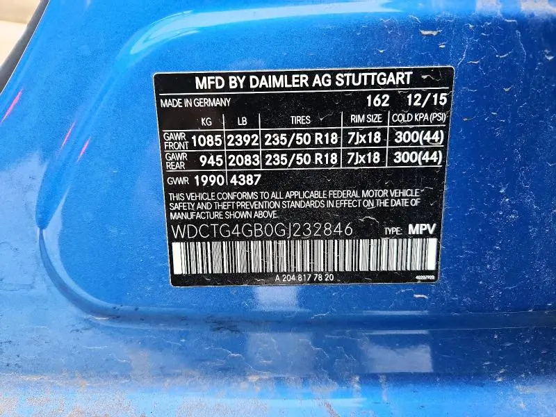 2016 MERCEDES-BENZ GLA 250 4MATIC  