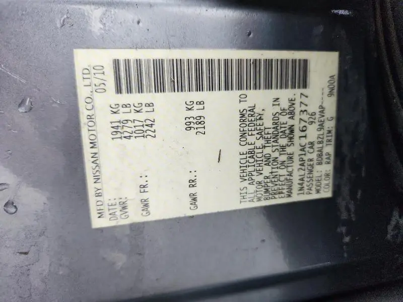 2010 NISSAN ALTIMA BASE  