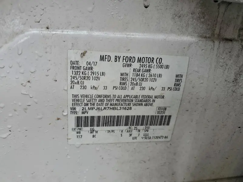 2017 LINCOLN MKX RESERVE  