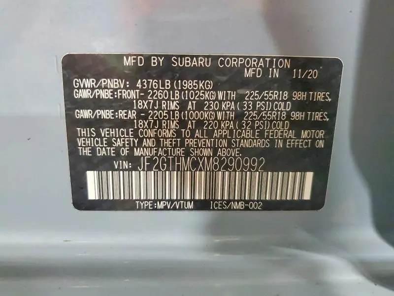 2021 SUBARU CROSSTREK LIMITED  
