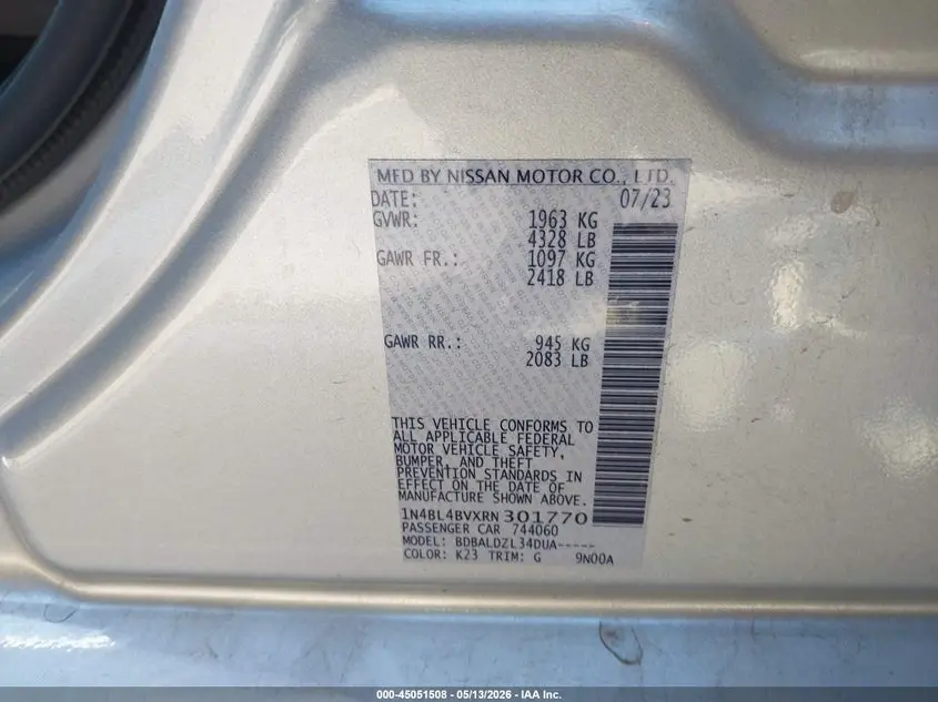 2024 NISSAN ALTIMA S FWD