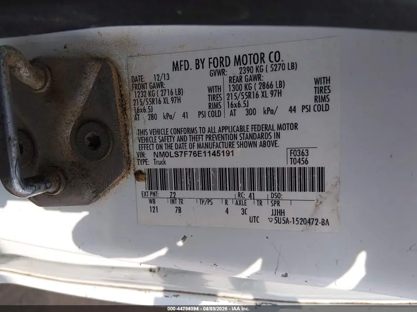 2014 FORD TRANSIT CONNECT XLT