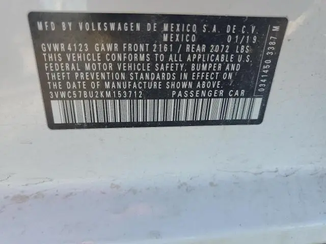 2019 VOLKSWAGEN JETTA S  