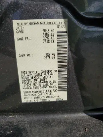 2022 NISSAN ALTIMA SV  