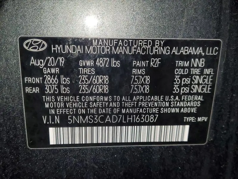 2020 HYUNDAI SANTA FE SEL  