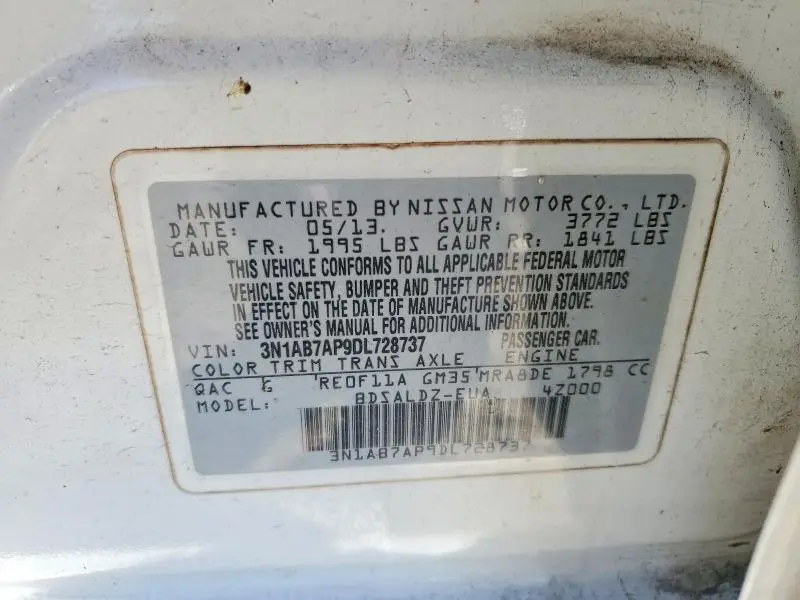 2013 NISSAN SENTRA S  