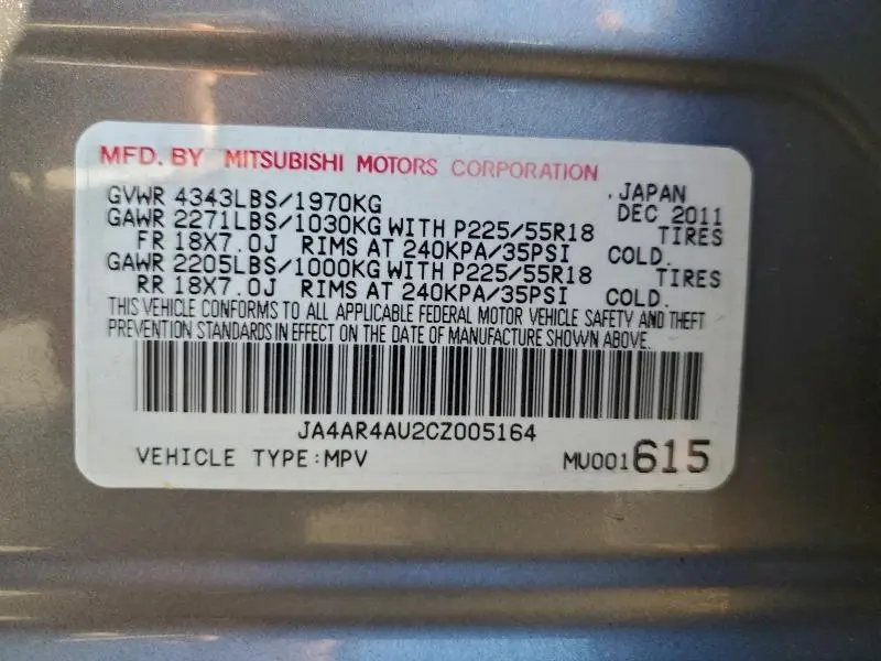 2012 MITSUBISHI OUTLANDER SPORT SE  