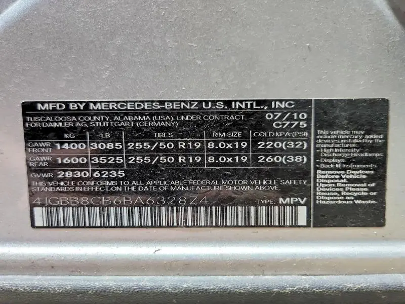 2011 MERCEDES-BENZ ML 350 4MATIC  