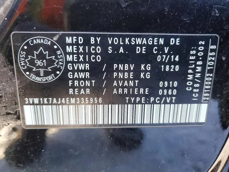 2014 VOLKSWAGEN JETTA BASE  