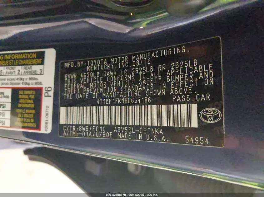 2017 TOYOTA CAMRY LE