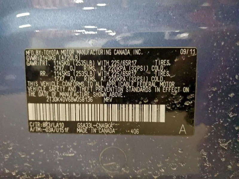 2011 TOYOTA RAV4 LIMITED  