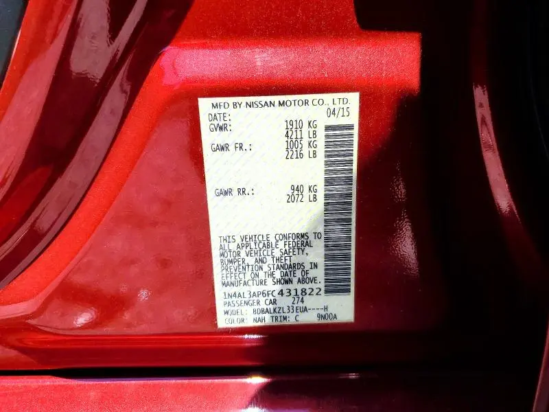 2015 NISSAN ALTIMA 2.5 SV  
