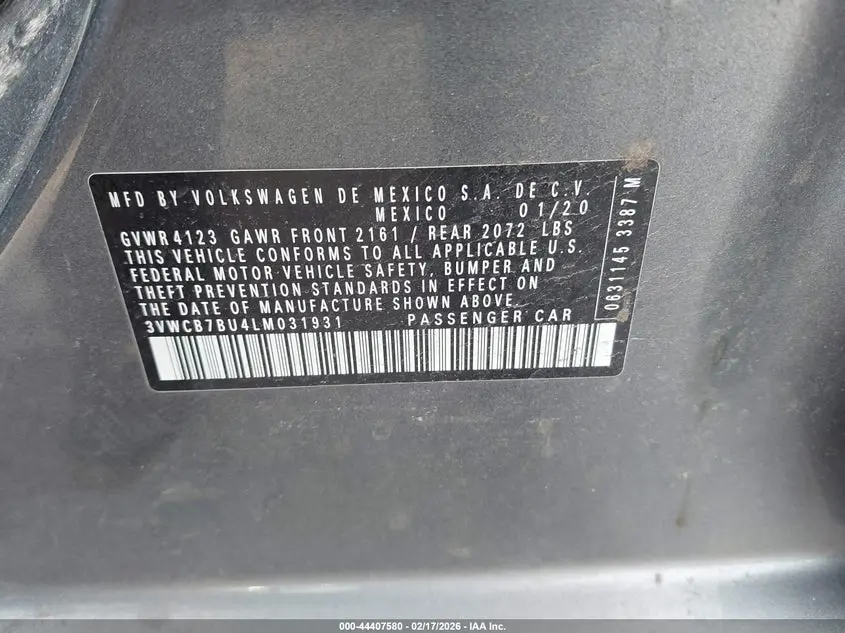 2020 VOLKSWAGEN JETTA 1.4T R-LINE/1.4T S/1.4T SE