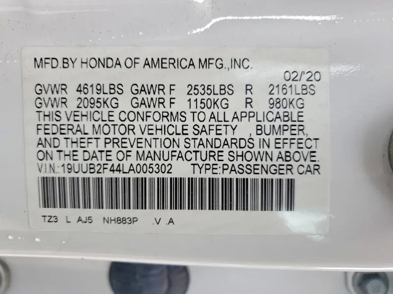 2020 ACURA TLX TECHNOLOGY  