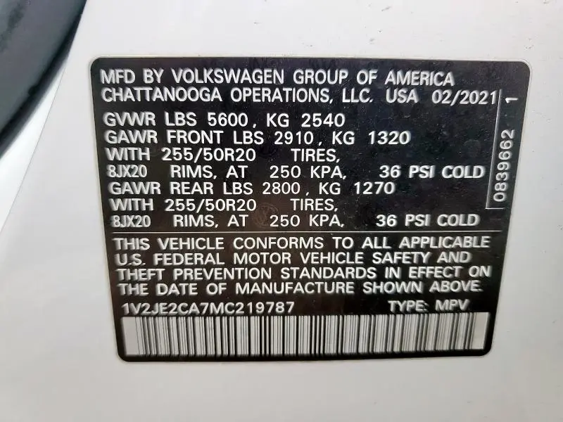 2021 VOLKSWAGEN ATLAS CROSS SPORT SE  