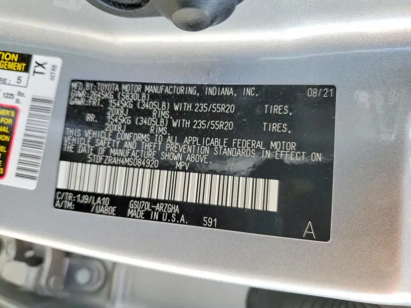 2021 TOYOTA HIGHLANDER PLATINUM  
