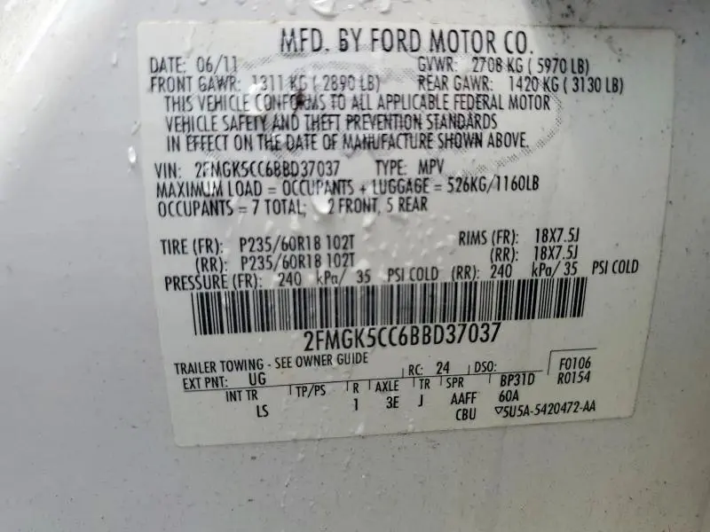 2011 FORD FLEX SEL  