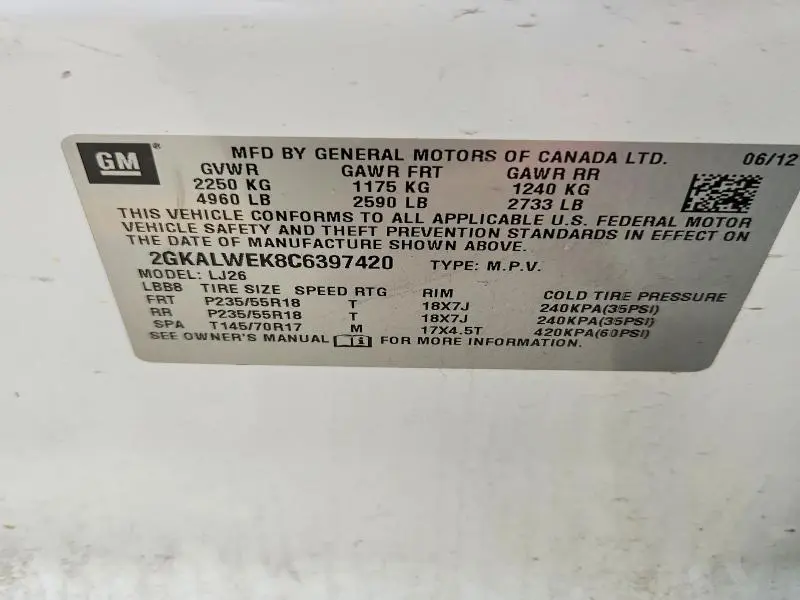 2012 GMC TERRAIN SLT  