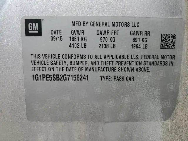 2016 CHEVROLET CRUZE LIMITED LT  