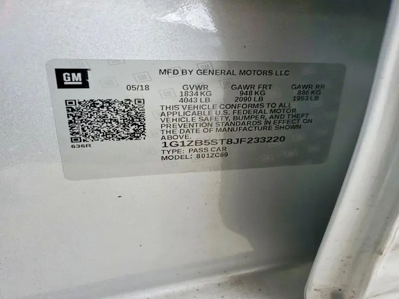 2018 CHEVROLET MALIBU LS  