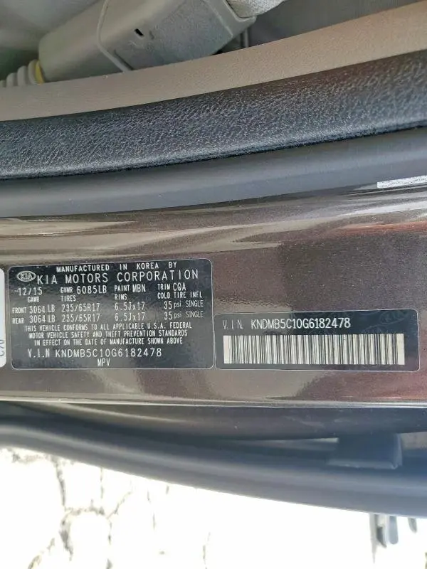 2016 KIA SEDONA LX  