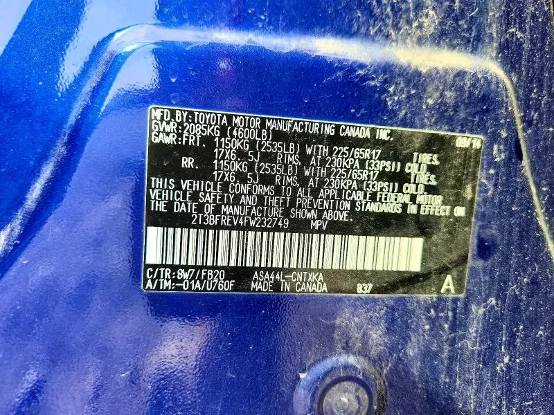 2015 TOYOTA RAV4 LE  