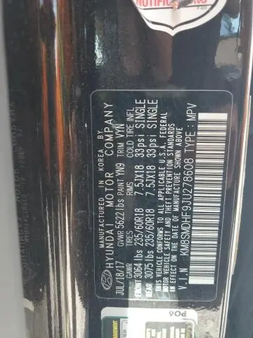 2018 HYUNDAI SANTA FE SE  