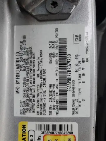 2017 FORD FUSION SE  