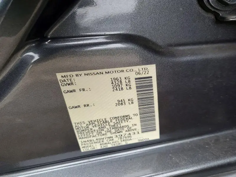 2022 NISSAN ALTIMA SV  