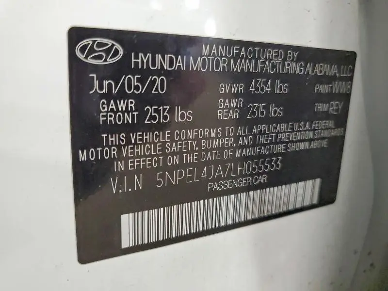 2020 HYUNDAI SONATA SEL  