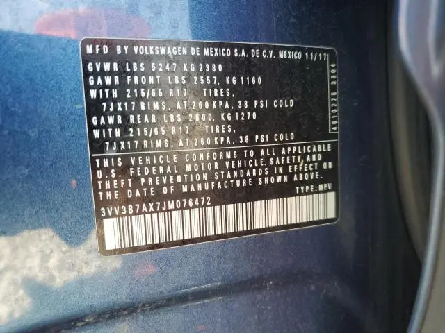 2018 VOLKSWAGEN TIGUAN SE  