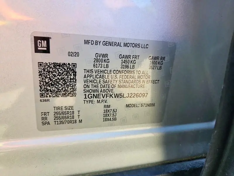 2020 CHEVROLET TRAVERSE LS  