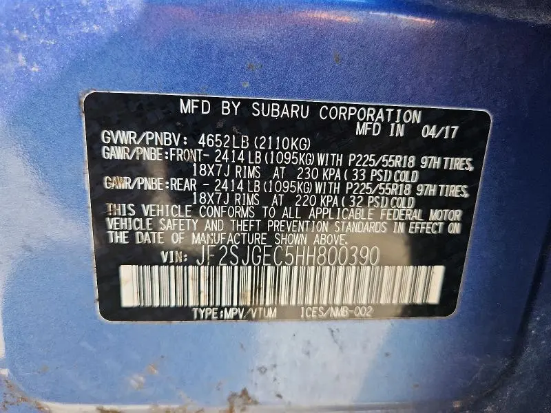 2017 SUBARU FORESTER 2.0XT PREMIUM  