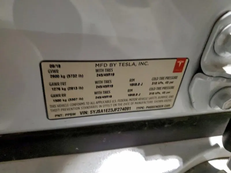 2018 TESLA MODEL S   