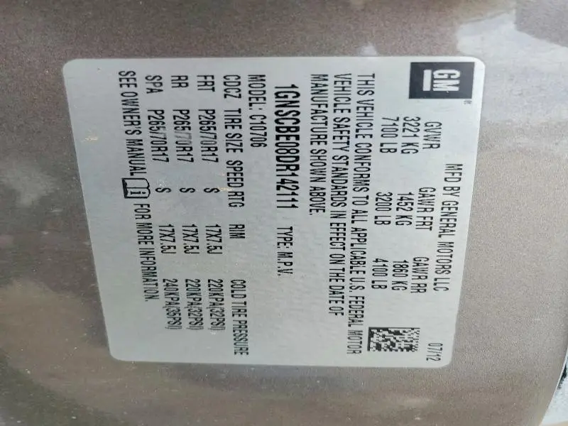 2013 CHEVROLET TAHOE C1500 LT  