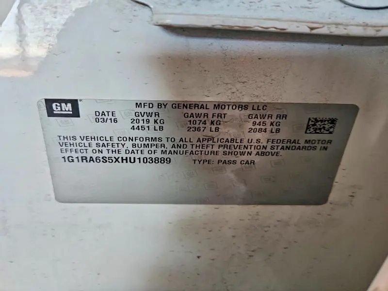 2017 CHEVROLET VOLT LT  