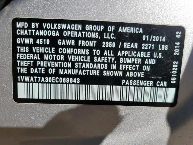 2014 VOLKSWAGEN PASSAT S  