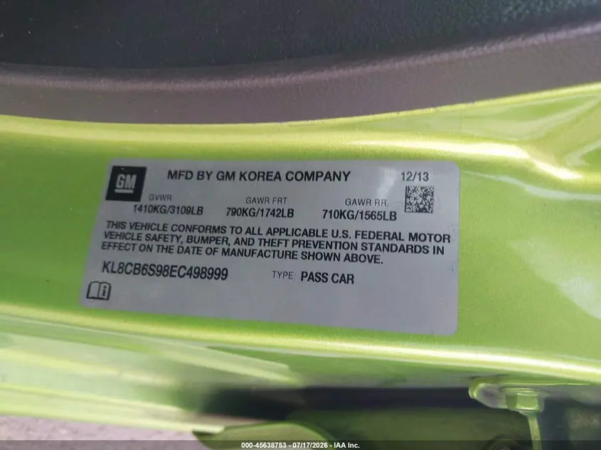 2014 CHEVROLET SPARK LS AUTO