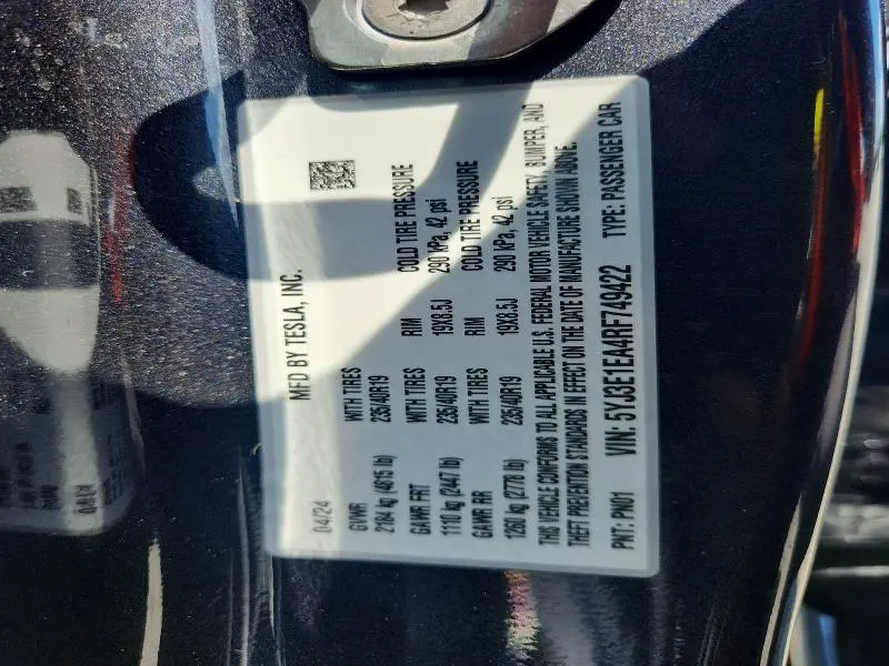 2024 TESLA MODEL 3   