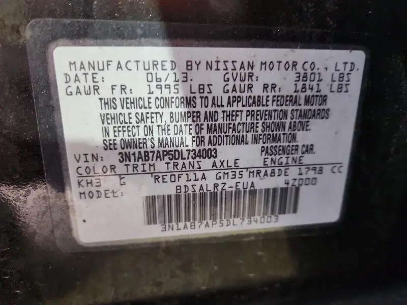 2013 NISSAN SENTRA S  