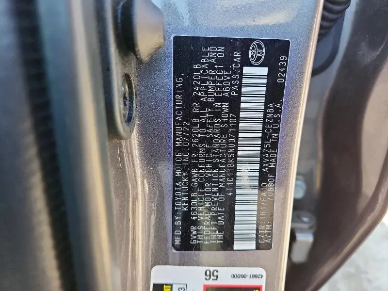 2022 TOYOTA CAMRY LE  