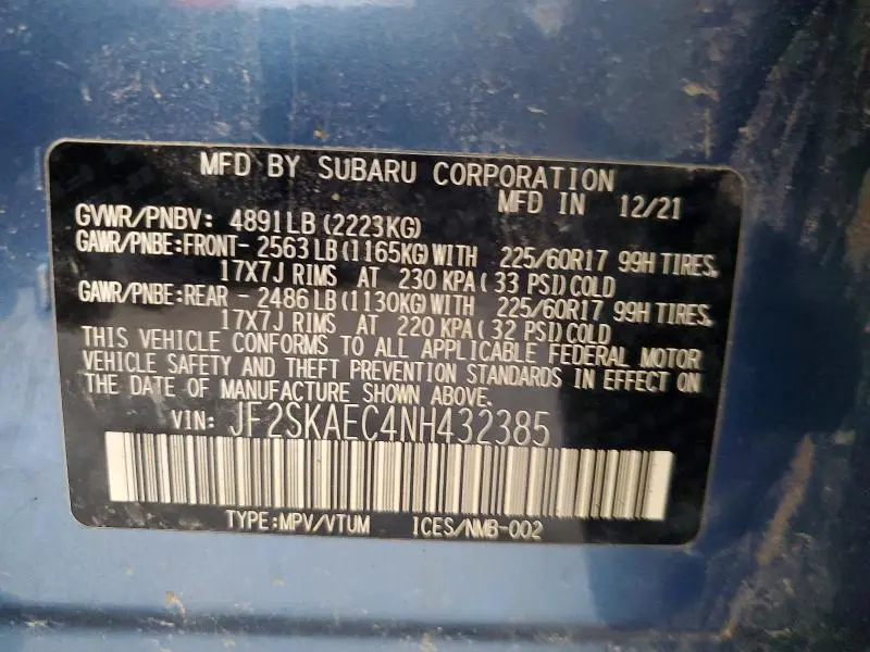 2022 SUBARU FORESTER PREMIUM  