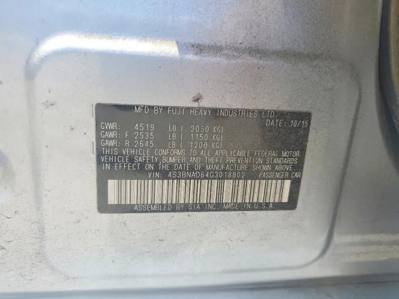 2016 SUBARU LEGACY 2.5I PREMIUM  