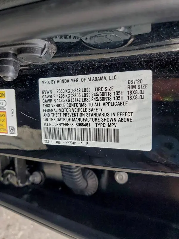 2020 HONDA PILOT EXL  