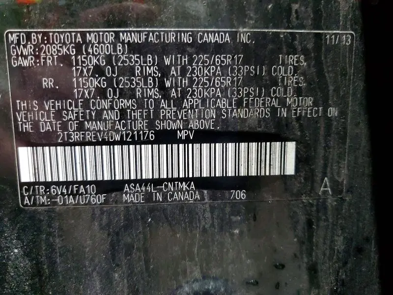 2013 TOYOTA RAV4 XLE  