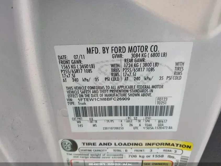 2011 FORD F-150 XLT