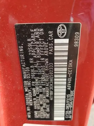 2010 TOYOTA CAMRY BASE  