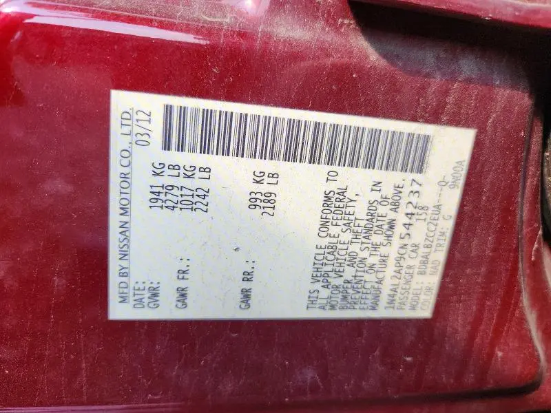 2012 NISSAN ALTIMA 2.5  